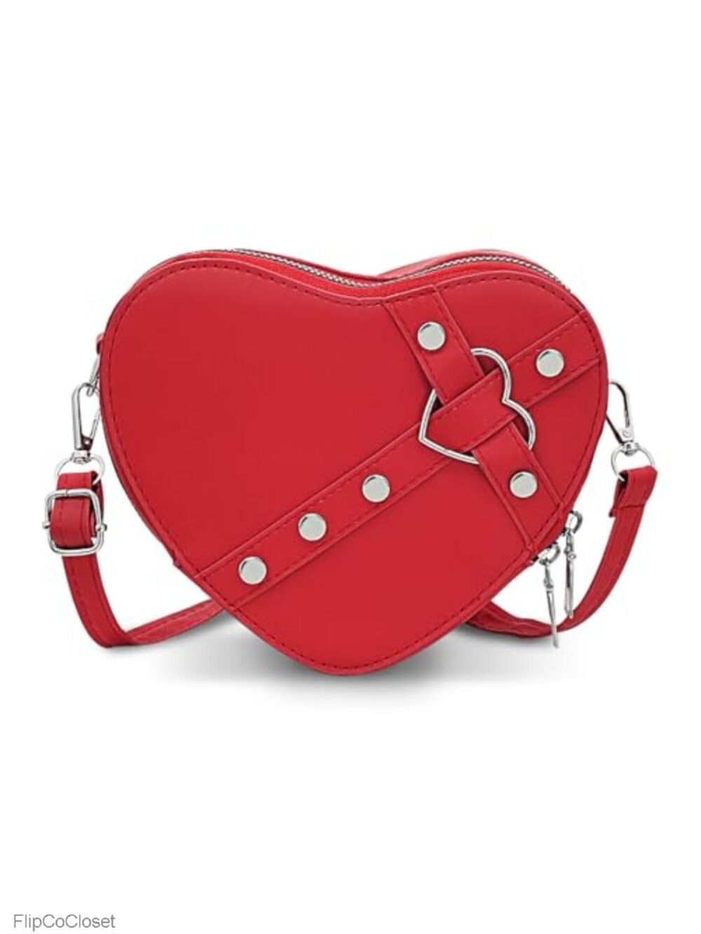 Heart Shaped PU Leather Mini Crossbody Bag Adjustable Strap Women Party